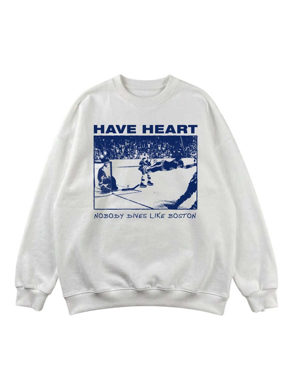 Gildan Have Heart White Graphic Crewneck Sweatshirt